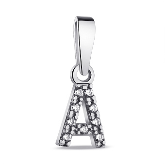 Серебряный подвес Буква А с фианитами (арт. 7503/1090пю)