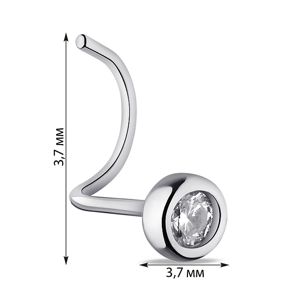 Серебряный пирсинг с фианитом  (арт. 7512/Пр2Ф/036) – изображение 2