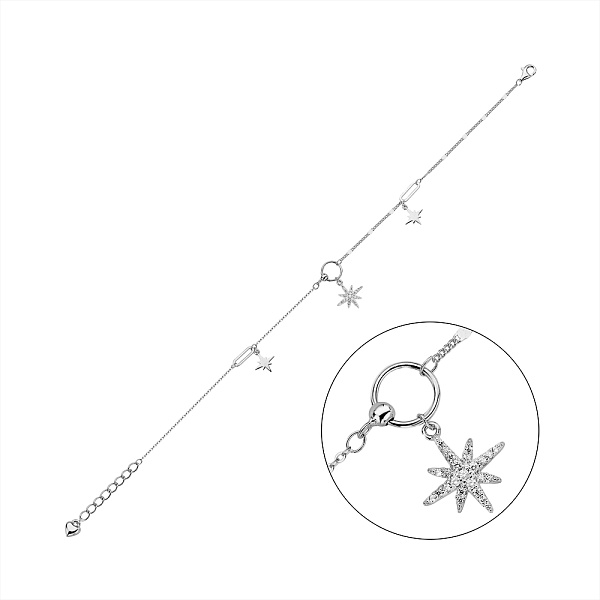 Срібний браслет на ногу з фіанітами (арт. 7509/4937н) – зображення 1