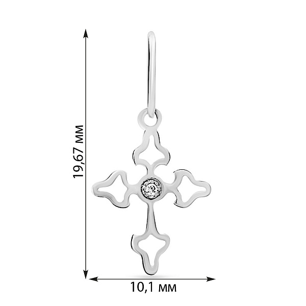Крестик из белого золота с фианитом (арт. 440455б) – изображение 2