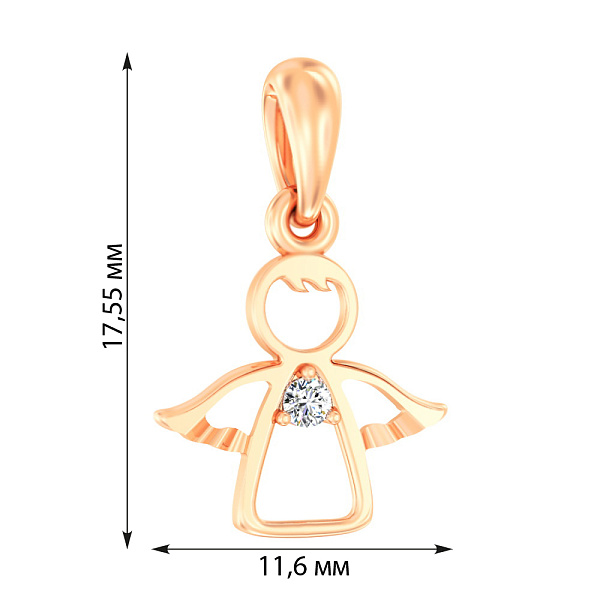 Золота підвіска Янгол з фіанітом (арт. 440646) – зображення 3