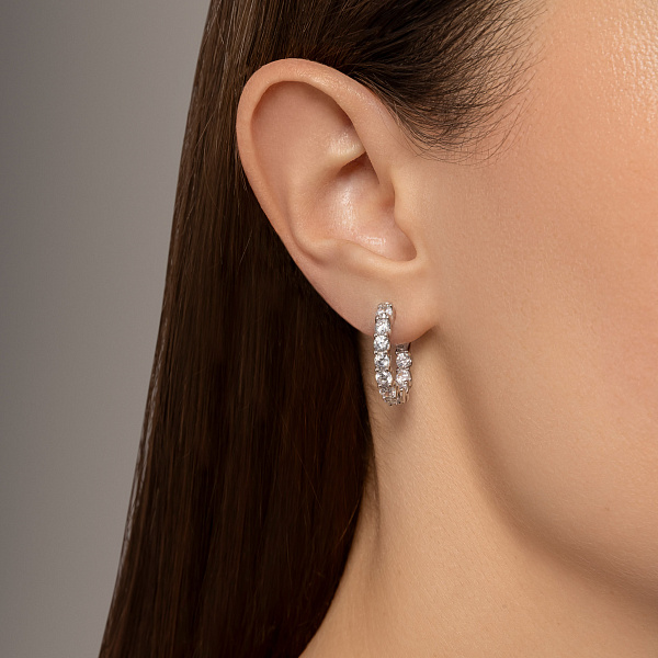Серебряные серьги-конго с дорожкой из фианитов (арт. 7502/10216/20) – изображение 2