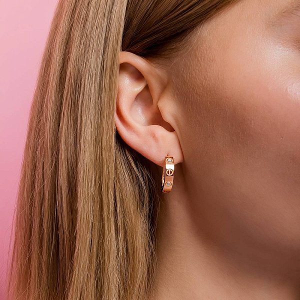 Золотые серьги с фианитами (арт. 1091368) – изображение 2