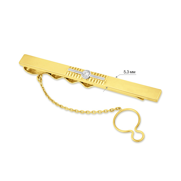 Зажим для галстука из желтого золота с фианитом (арт. 200053ж) – изображение 2