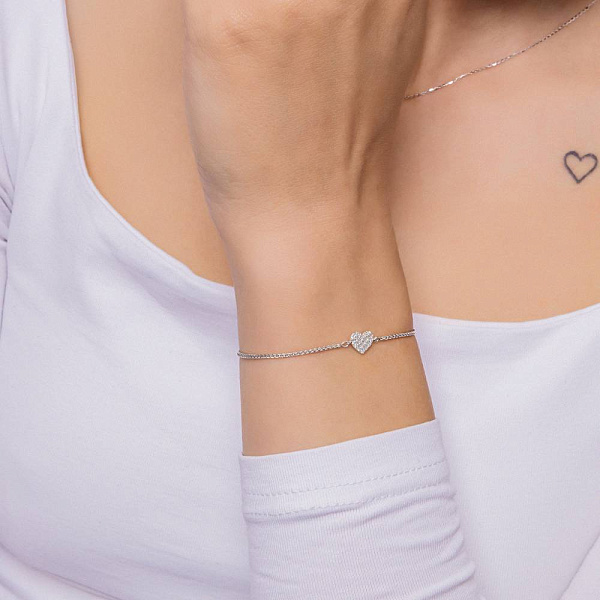 Золотой браслет Сердце с бриллиантами (арт. Б341629010б) – изображение 3