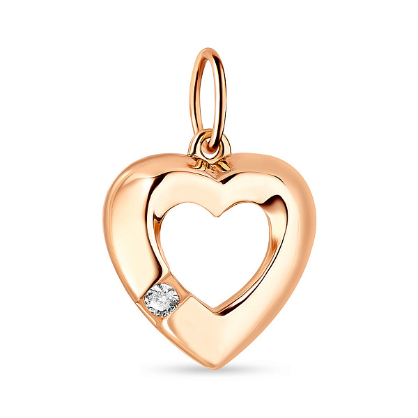 Кулон золотой Сердце с фианитом (арт. 424273) – изображение 1