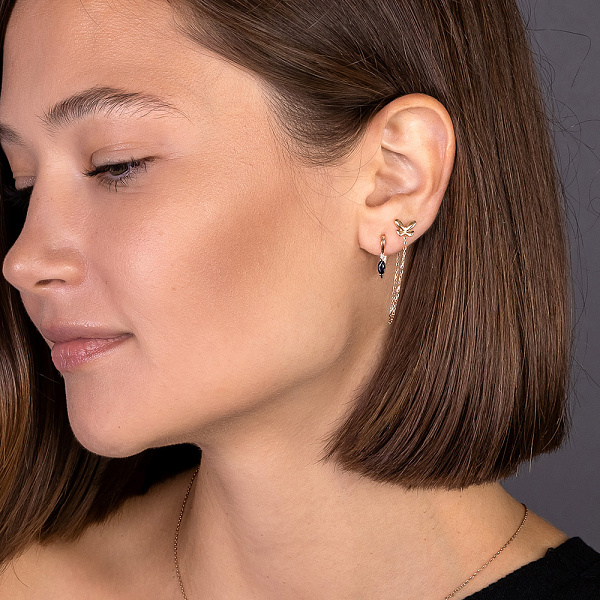 Золоті сережки з сапфірами і діамантами (арт. С011357с) – зображення 2