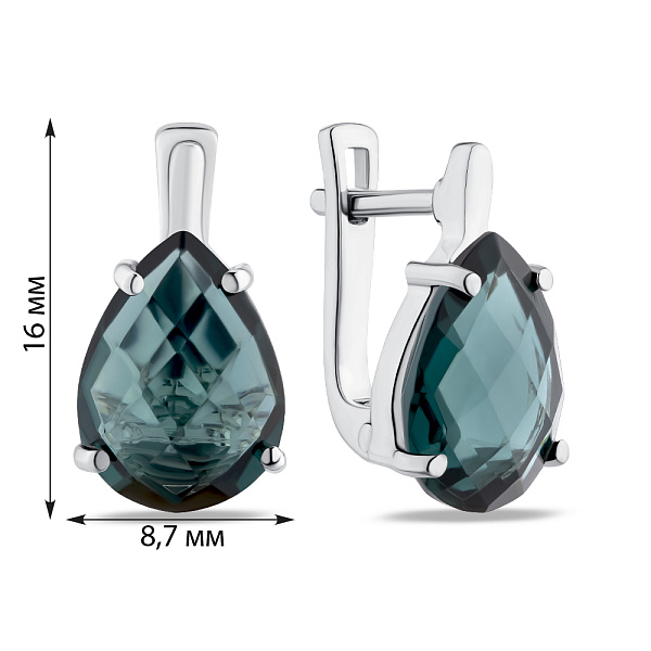 Срібні сережки з топазом (арт. 7502/1986592Пл) – зображення 2