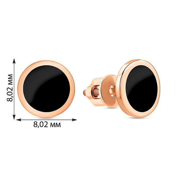 Золоті сережки пусети Лýна з емаллю (арт. 111081ч) – зображення 4