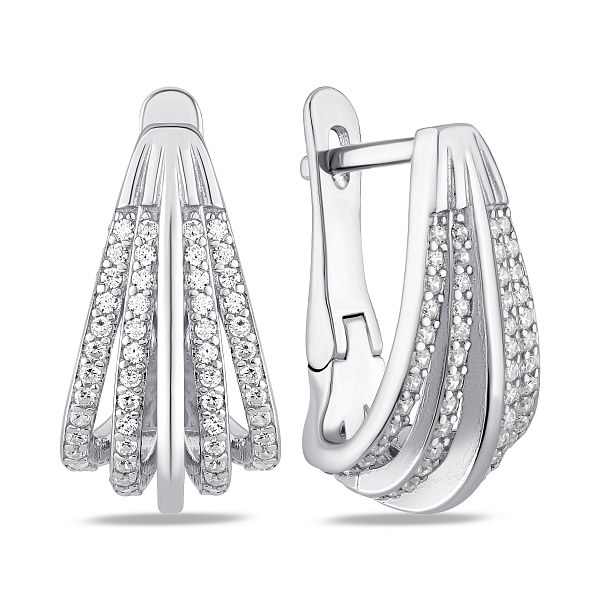 Серебряные серьги с дорожкой фианитов (арт. 7502/10253) – изображение 1