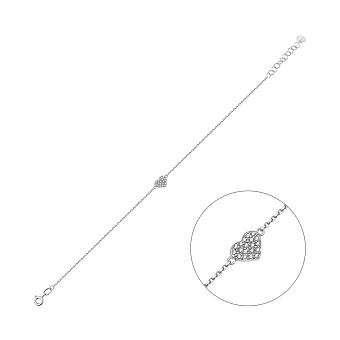 Браслет золотий з сердечком з діамантами (арт. Б011479005б)