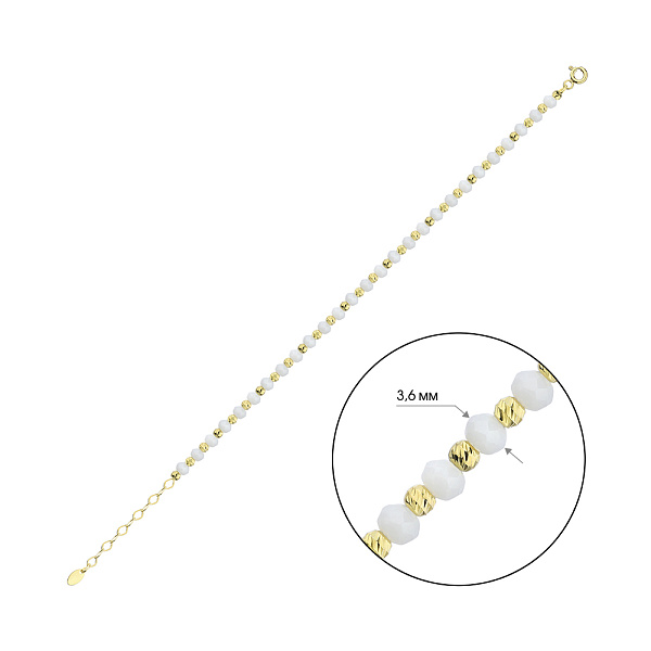 Браслет из серебра с белым ониксом (арт. 7509/2100жоб) – изображение 2