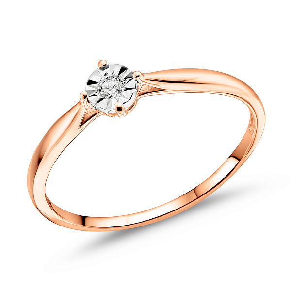 Золотое кольцо с бриллиантом (арт. К011729) – изображение 1