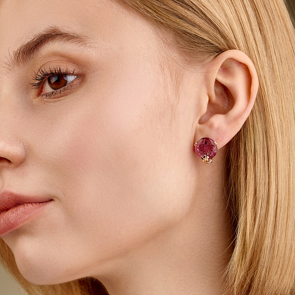 Золоті сережки з кварцом і фіанітами  (арт. 117800ПрГ) – зображення 2