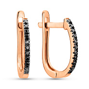 Фото Золотые серьги с черными бриллиантами (арт. С011196010ч)