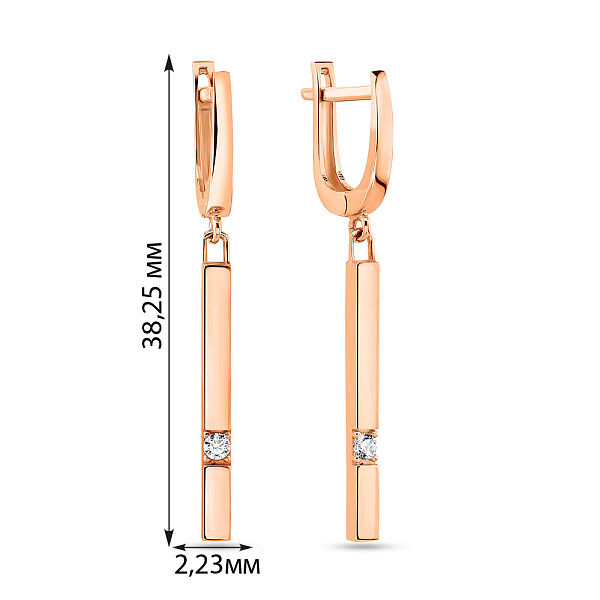 Длинные золотые сережки с фианитами (арт. 108368) – изображение 3