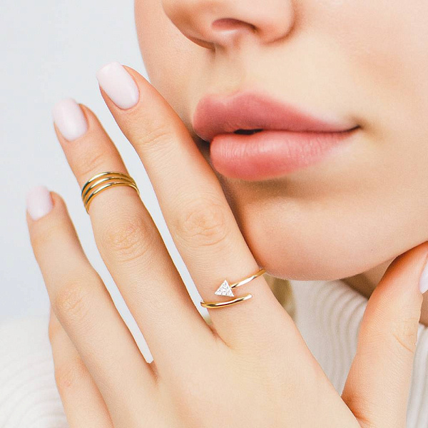 Фаланговое тройное золотое кольцо (арт. 140701фж) – изображение 2