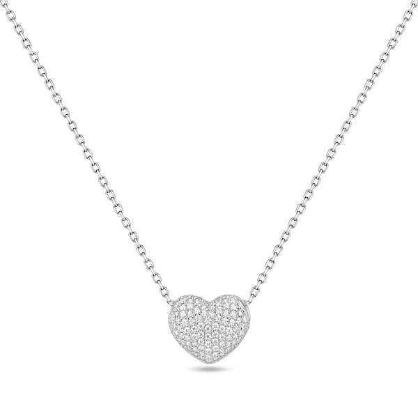 Серебряное колье с подвеской сердечко с фианитами (арт. 7507/2611) – изображение 1