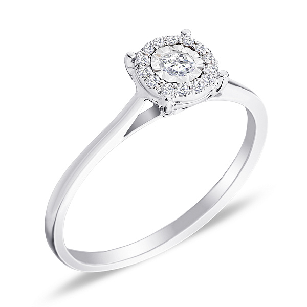 Золота каблучка в білому кольорі металу з діамантами (арт. К341138015б) – зображення 1