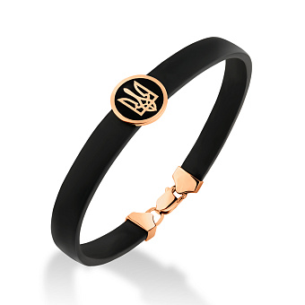 Браслет из каучука Герб Украины-Трезубец с золотыми вставками (арт. 340070ч)