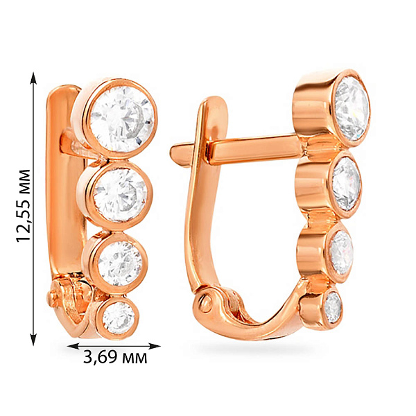 Золотые серьги с фианитами (арт. 110396) – изображение 2