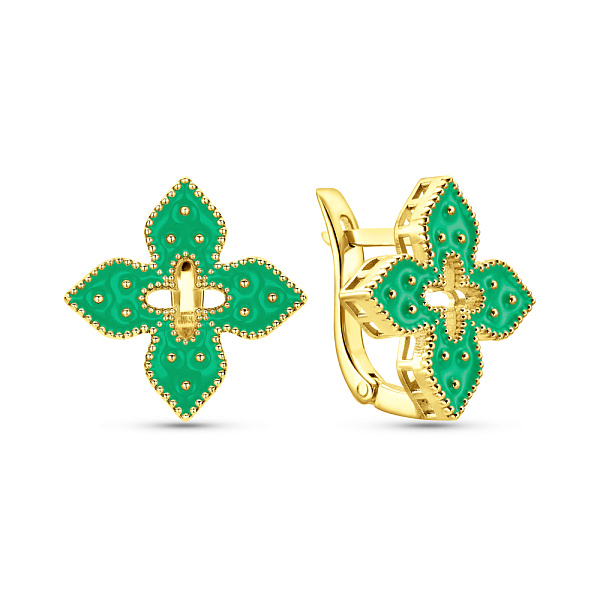 Сережки з жовтого золота з емаллю (арт. 1091580/15жез) – зображення 1