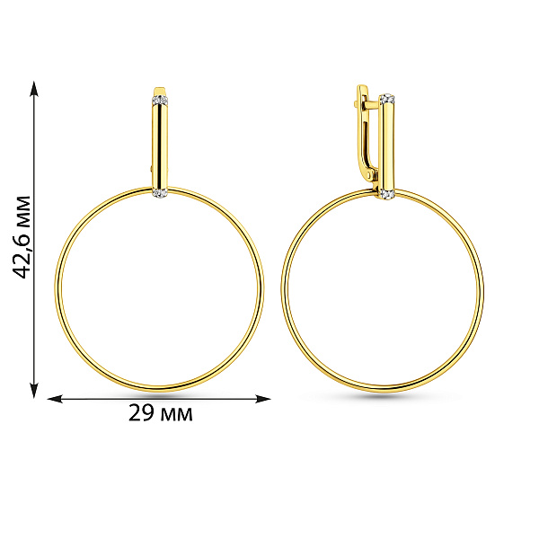 Серьги-подвески из желтого золота с фианитами (арт. 110603ж) – изображение 3