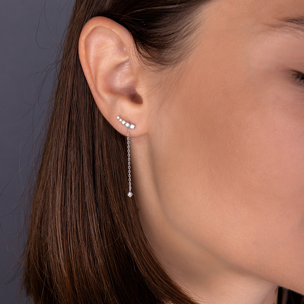 Длинные серьги из белого золота с бриллиантами (арт. Т011254020б) – изображение 2