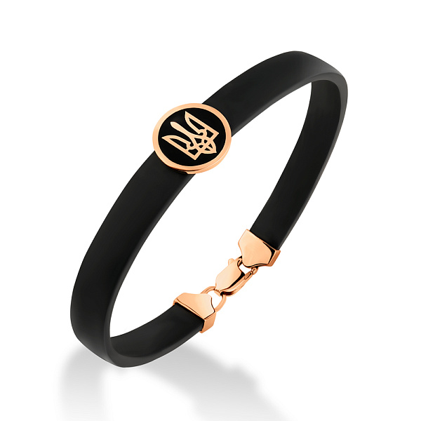 Браслет з каучуку Герб України-Тризуб з золотими вставками (арт. 340070ч) – зображення 1