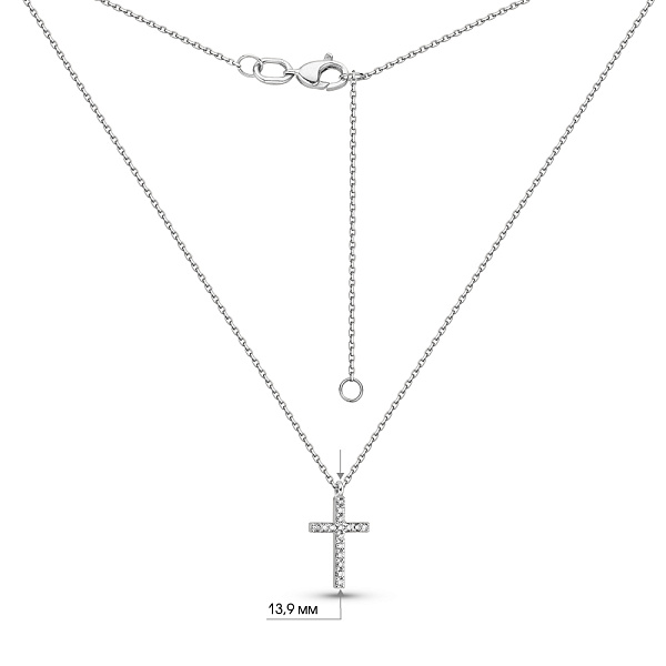 Золотое колье Крестик с бриллиантами (арт. 7103670202) – изображение 3