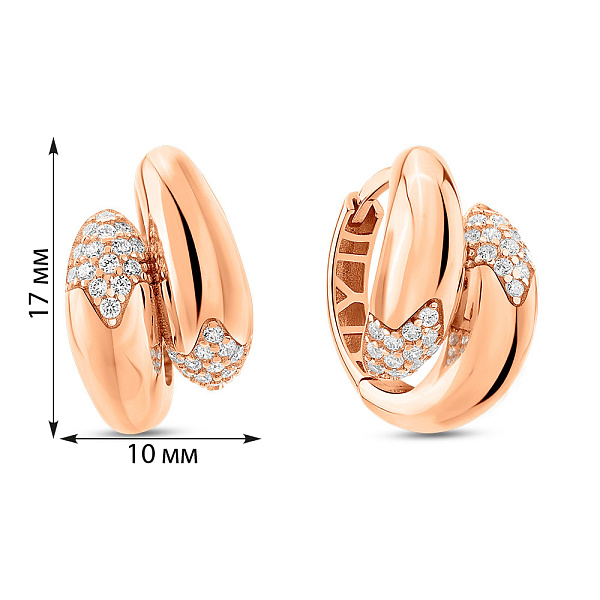 Серьги из красного золота с фианитами (арт. 1091811) – изображение 6