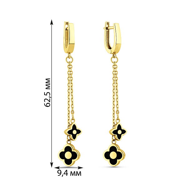 Серьги-подвески из желтого золота с эмалью (арт. 107374жеч) – изображение 2