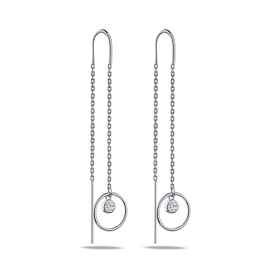 Срібні сережки-протяжки з фіанітами (арт. 7502/4489)