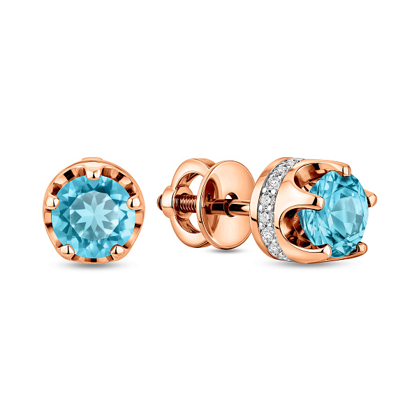 Золотые серьги пусеты с топазом (арт. 111090Птг) – изображение 1