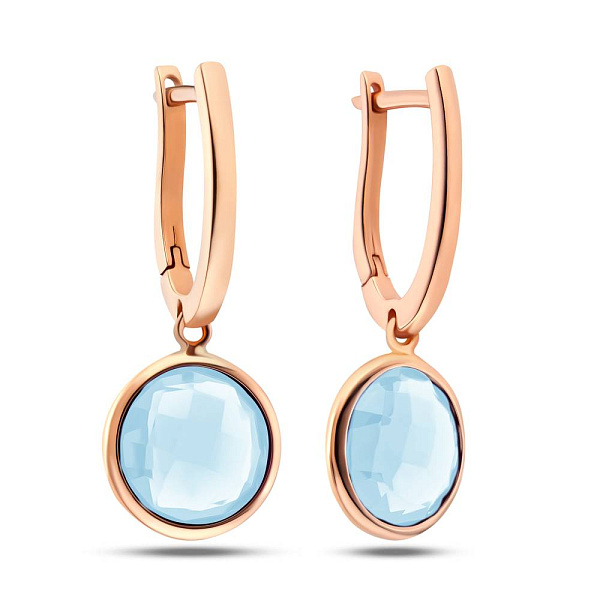 Золотые серьги с подвесками из кварца (арт. 106328Пкг) – изображение 1