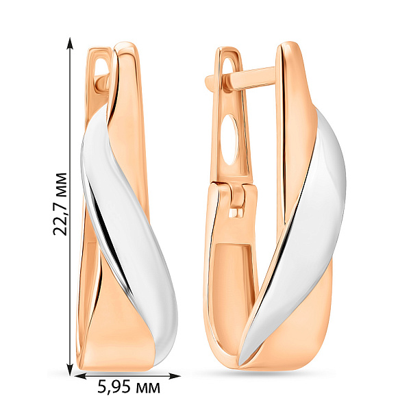 Сережки з комбінованого золота (арт. 106374кб) – зображення 2