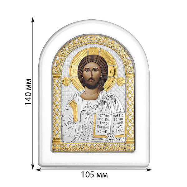 Срібна ікона з позолотою Христос Спаситель (105х140 мм) (арт. A-3/001G/B) – зображення 2