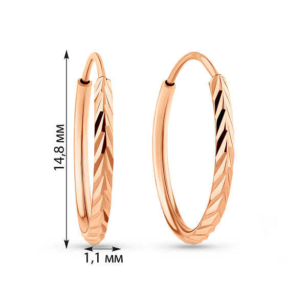Золотые серьги-кольца без камней (арт. 121904/15) – изображение 3