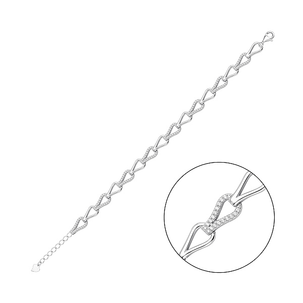 Серебряный массивный браслет с фианитами (арт. 7509/5459) – изображение 1