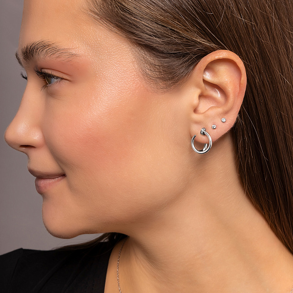 Одиночная серьга из белого золота с фианитом (арт. 110314бЯ) – изображение 3