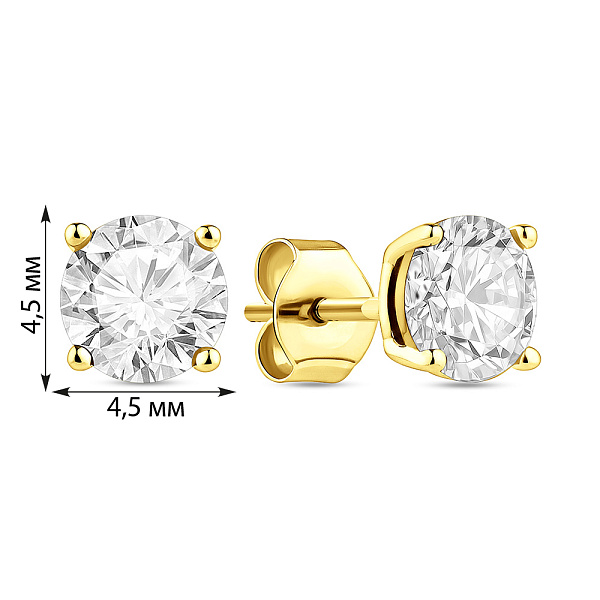 Серебряные пусеты с фианитом и родированием (арт. 7518/247/3ж) – изображение 2