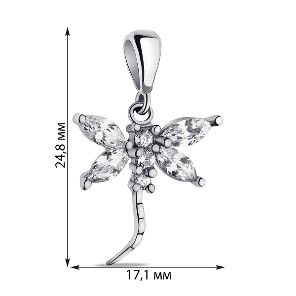 Серебряный подвес Стрекоза с фианитами (арт. 7503/П2Ф/019) – изображение 2