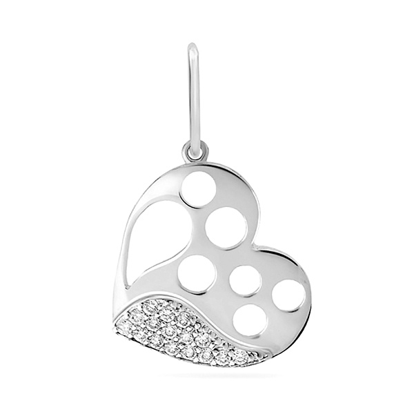 Кулон из белого золота Сердце с фианитами (арт. 422679б) – изображение 1