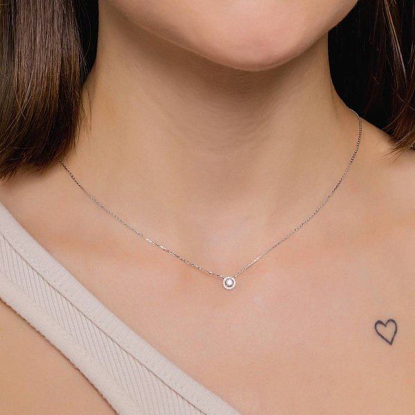Кольє з білого золота з діамантами (арт. Ц341655010б) – зображення 3