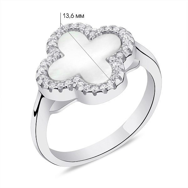 Кольцо из серебра с перламутром и фианитами (арт. 7501/6437/15п) – изображение 2