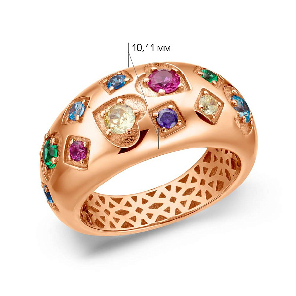 Золота каблучка з фіанітами  (арт. 141482цв) – зображення 2