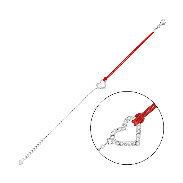 Серебряный браслет Сердце с шелковой нитью (арт. 7309/5161к) – изображение 1