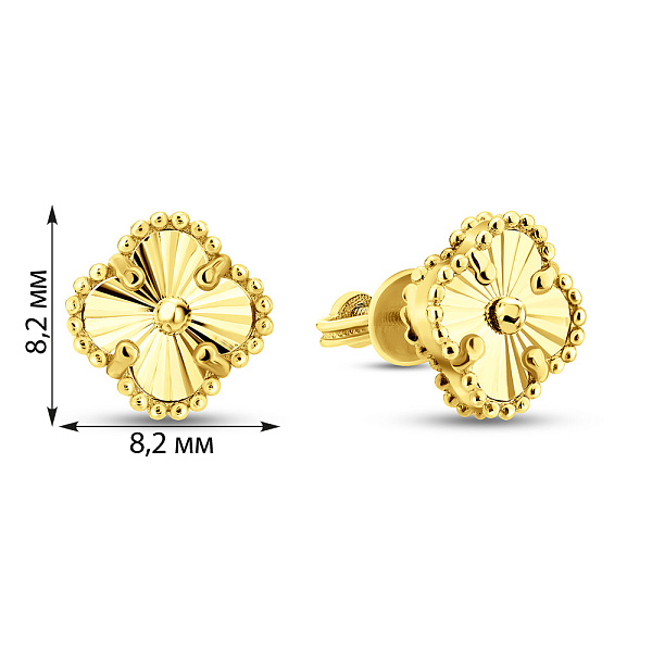 Золотые серьги Клевер без камней (арт. 1091721/9жа) – изображение 3