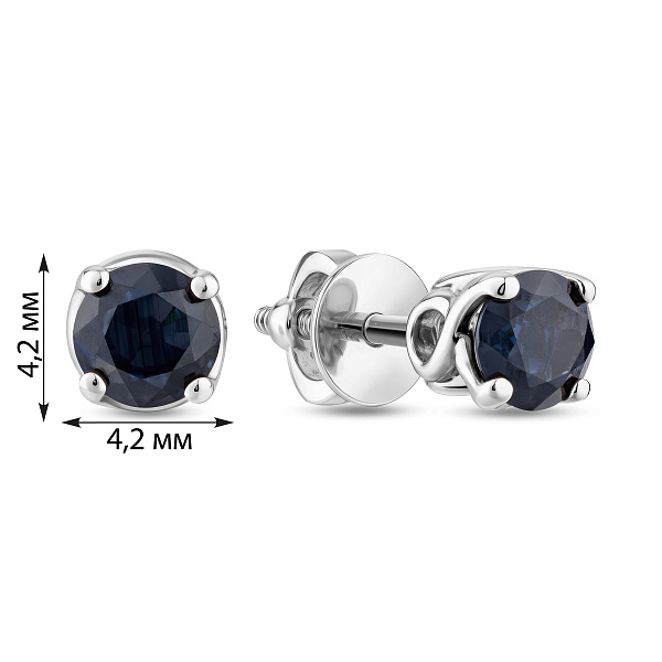 Золоті сережки пусети з сапфіром (арт. 111011Пбс) – зображення 2