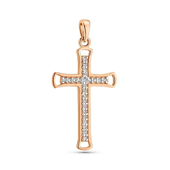 Золота підвіска-хрестик з діамантами (арт. 3104074201)